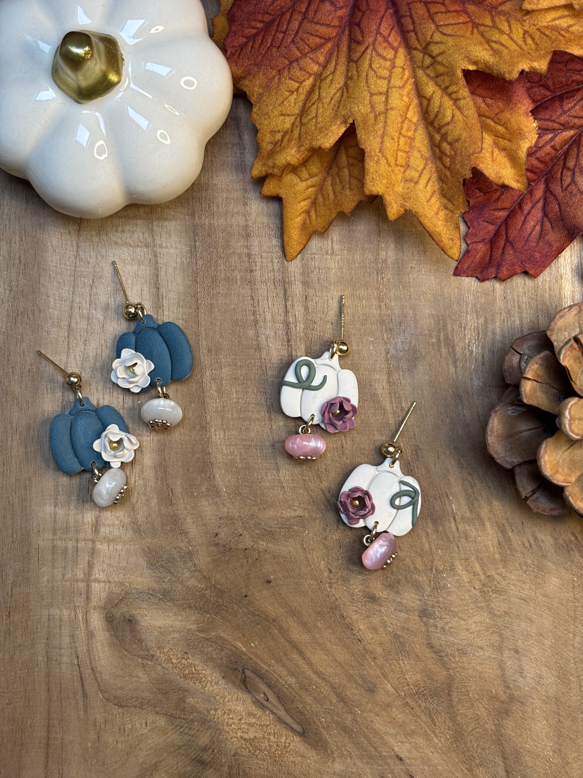 Boucles d'oreilles Courges fleuries 🎃