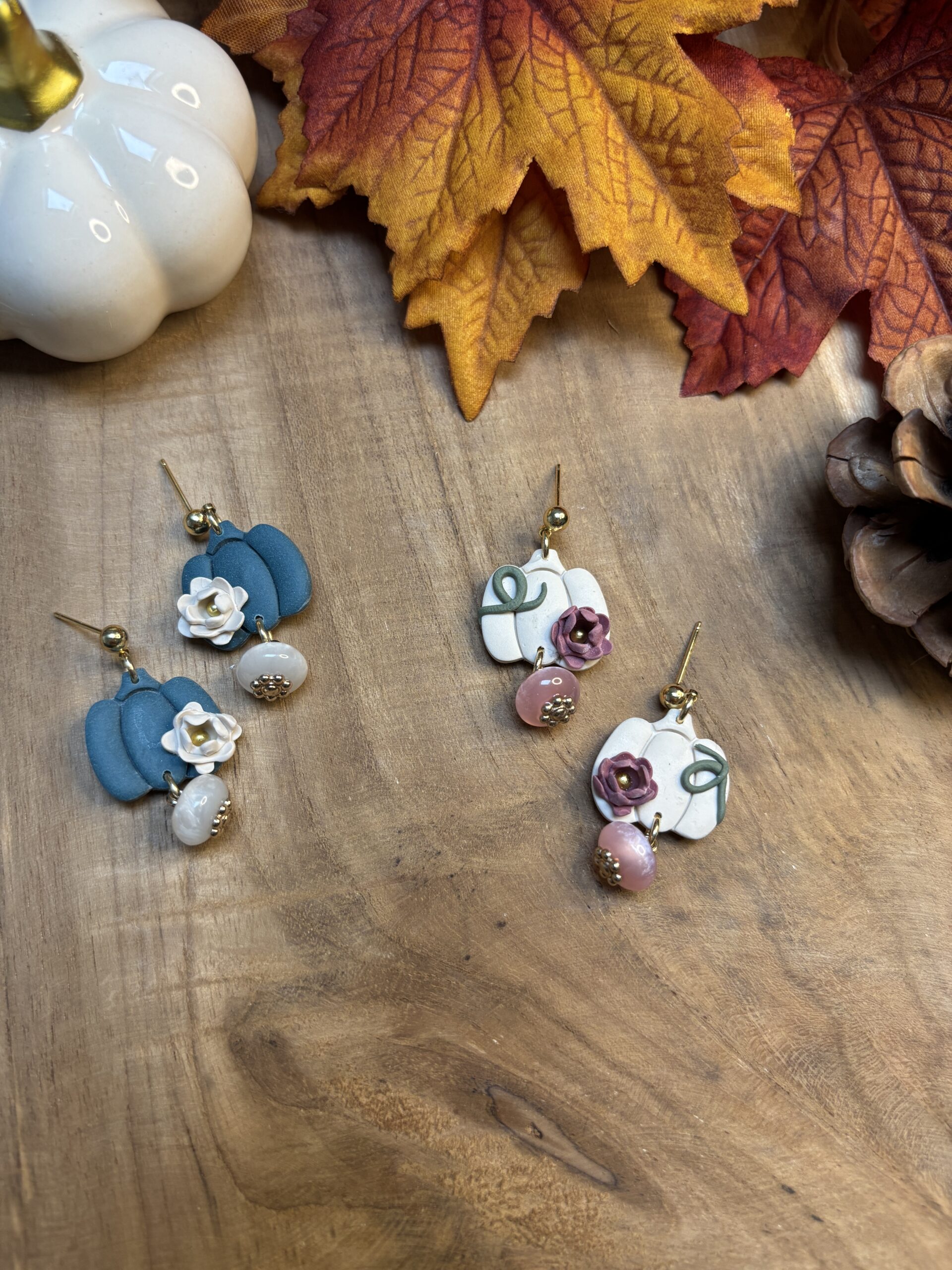 Boucles d'oreilles Courges fleuries 🎃 – Image 3