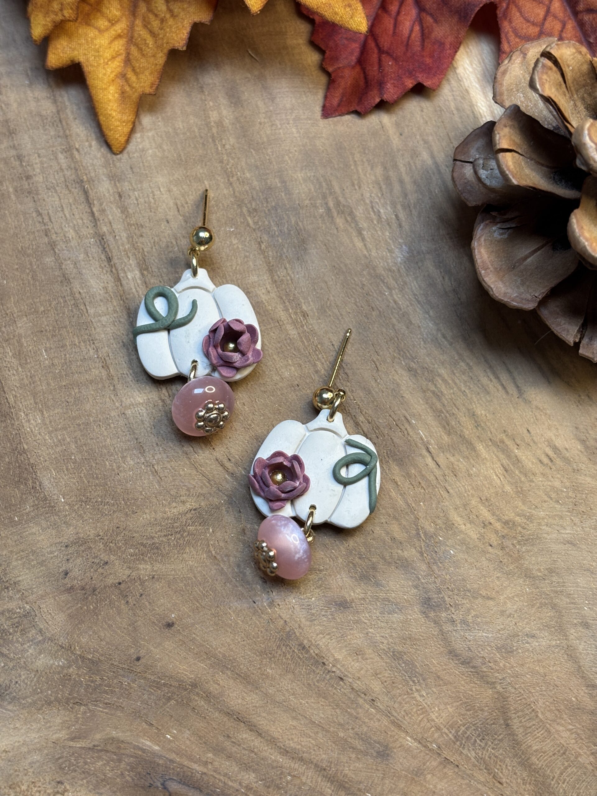 Boucles d'oreilles Courges fleuries 🎃 – Image 2